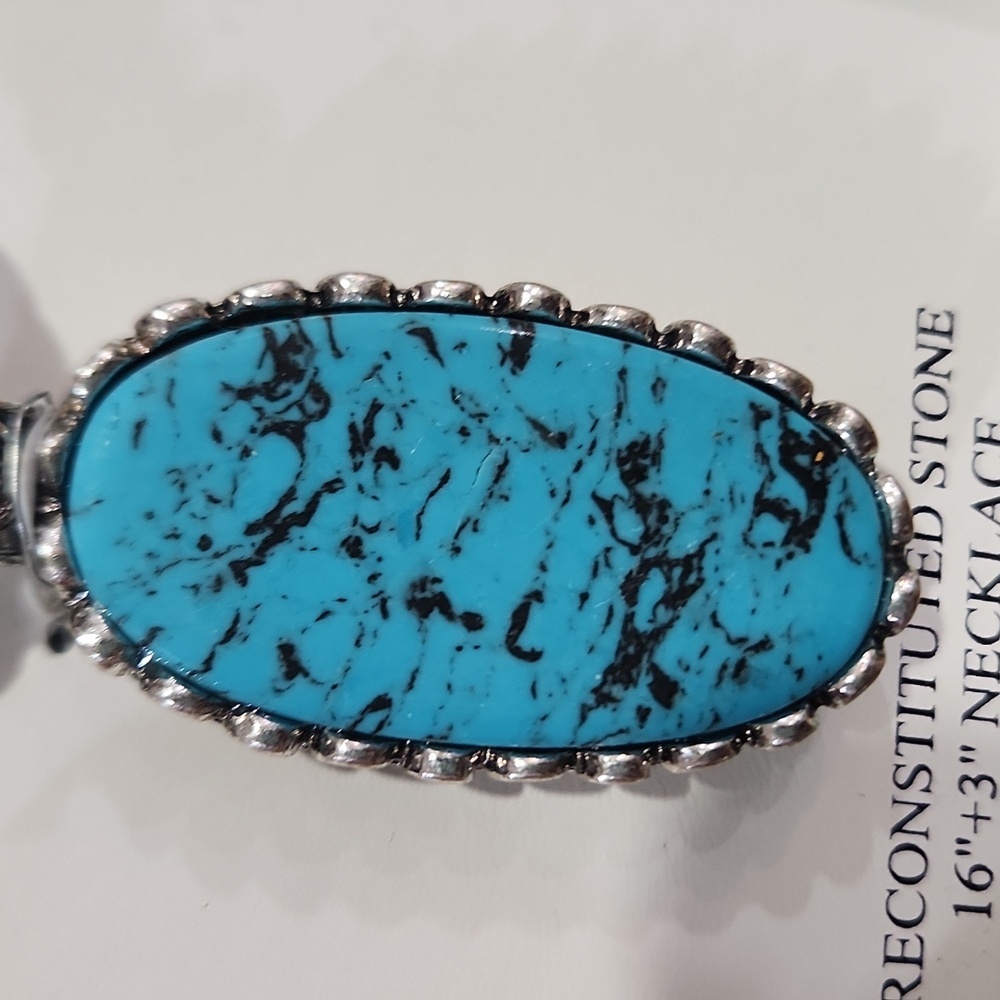 💙▪️ATTERRI▪️ Reconstituted Turquoise Stone beaded Necklace 16” + 3” - Picture 6 of 6